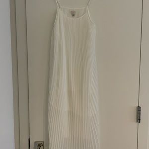 White Pleated Midi Dress